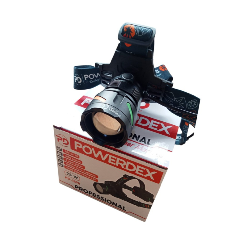 Powerdex PD-1372 Şarj Edilebilir Pilli Kafa Feneri 25 W 1800 Lümen